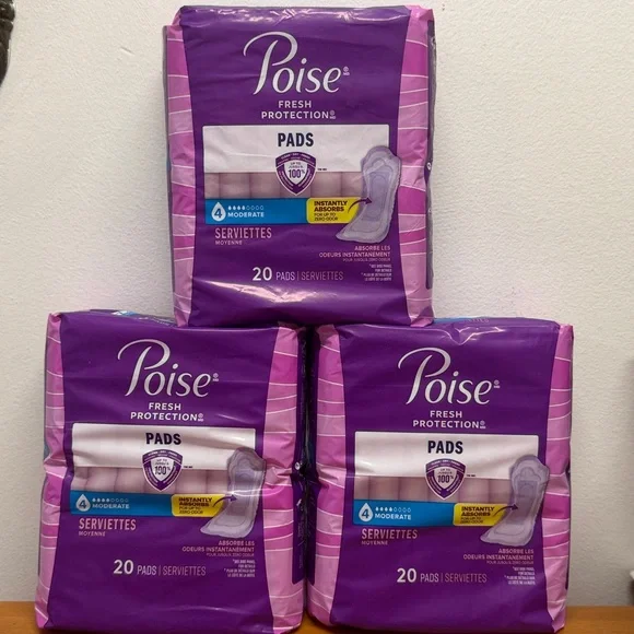 3 Poise Pads Moderate Absorbency, 20ct - Picture 1 of 1